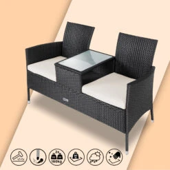 Polyrattan Kino Bank Schwarz 143x55x88cm -GartenMeister Verkäufe 00752d19feea012a1fc96843d7ded2bc de 106763d 14 1