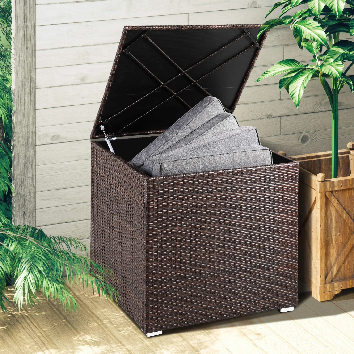 Polyrattan Auflagenbox Braun 318L 2 Polyrattan Auflagenbox Braun 318L – Bild 2