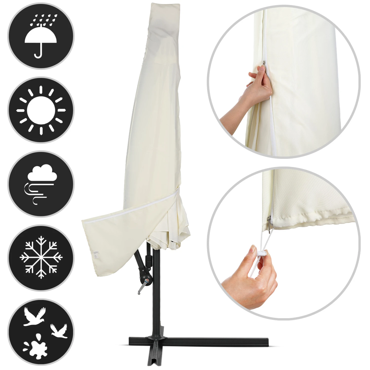 Ampelschirm Beige Alu Ø330cm Inkl. Sonnenschirmhülle 6 Ampelschirm Beige Alu Ø330cm Inkl. Sonnenschirmhülle – Bild 6