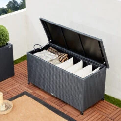 Polyrattan Auflagenbox Schwarz 122x56x61cm Griffe -GartenMeister Verkäufe 0717deebd814974e1809605c249da7ea de 102318d 15 1