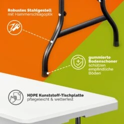 Gartentisch Weiß Kunststoff 220x70x72cm Klappbar -GartenMeister Verkäufe 0fd31bc127abed07e8181ece70cf7786 05 107733 on dts amz high de 1