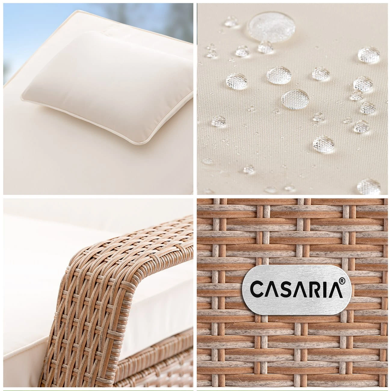 Polyrattan Sonnenliege Creme/Creme 193x90x43cm 2 Polyrattan Sonnenliege Creme/Creme 193x90x43cm – Bild 2