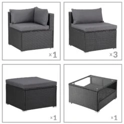 Polyrattan Ecklounge Schwarz/Anthrazit Dicke Rückenpolster -GartenMeister Verkäufe 13f112b959372e7877a917abd461d1f3 de 995174d 9 1