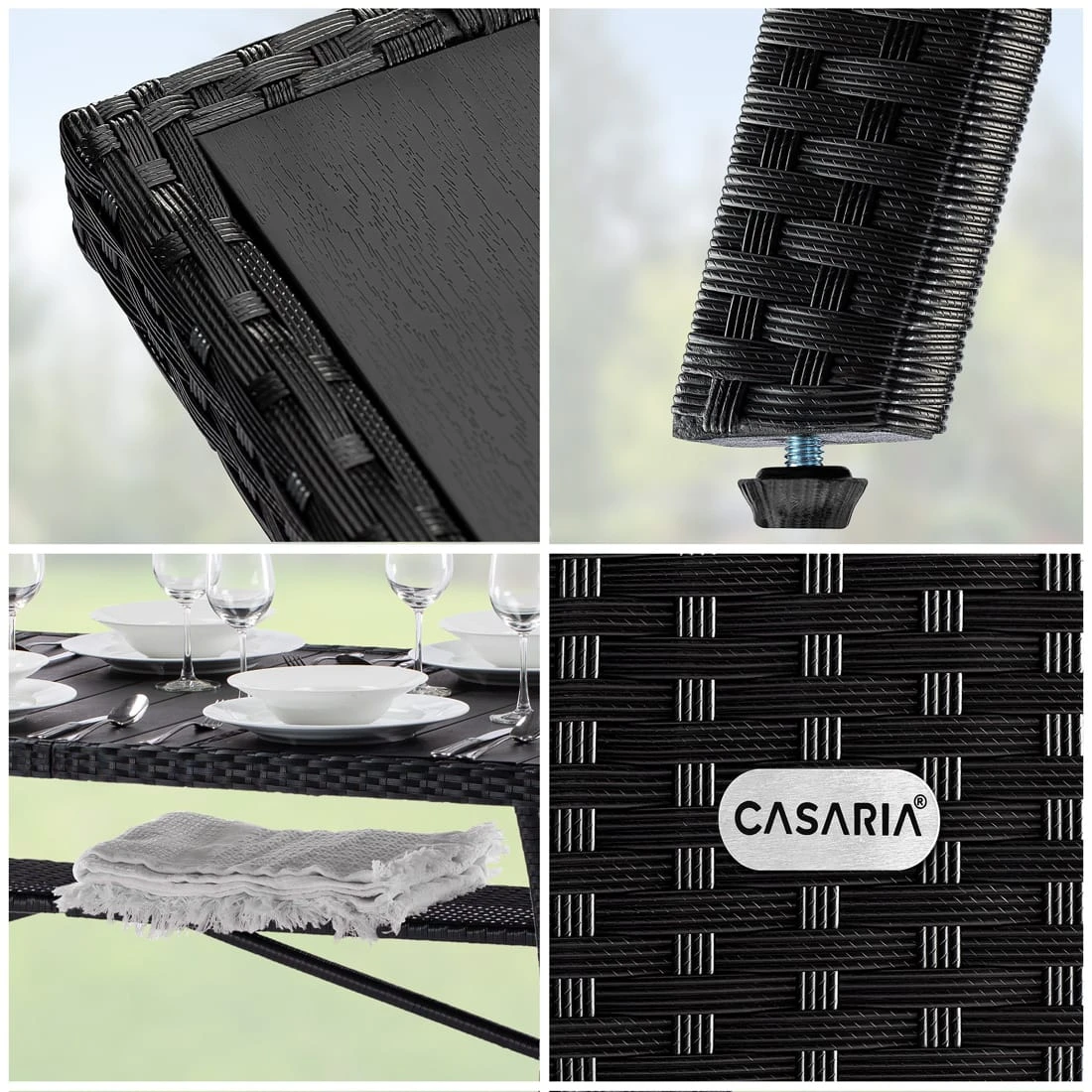 Polyrattan Gartentisch Takeo Schwarz 190x90x75cm WPC 3 Polyrattan Gartentisch Takeo Schwarz 190x90x75cm WPC – Bild 3