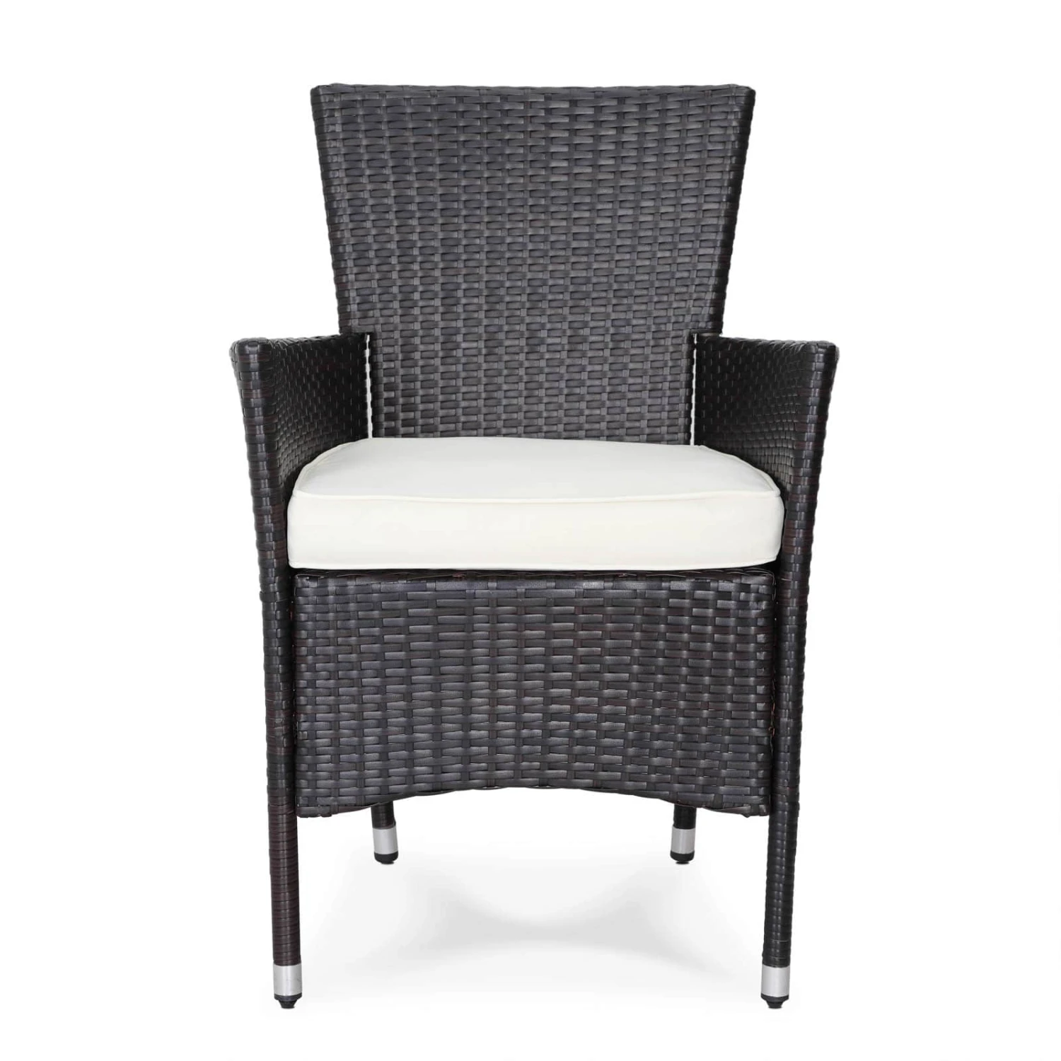 Polyrattan Gartenstuhl 2er-Set Braun/Creme Stapelbar 8 Polyrattan Gartenstuhl 2er-Set Braun/Creme Stapelbar – Bild 8