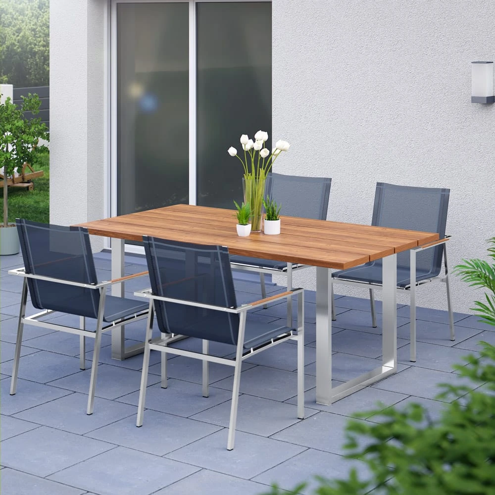 Gartenstuhl Monza 4er-Set Grau Stapelbar 6 Gartenstuhl Monza 4er-Set Grau Stapelbar – Bild 6