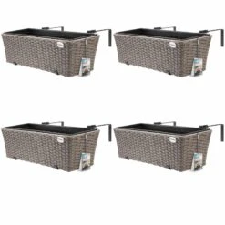 Polyrattan Blumenkasten 4er-Set Creme