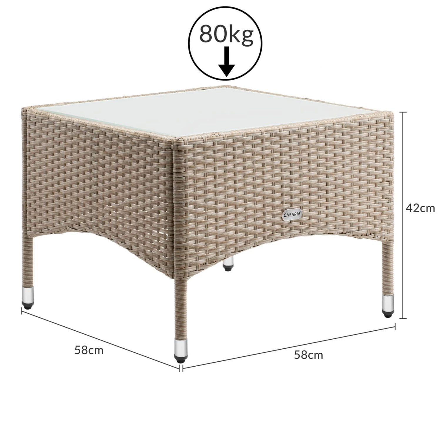 Polyrattan Beistelltisch Grau-Beige 58x58x42cm 7 Polyrattan Beistelltisch Grau-Beige 58x58x42cm – Bild 7