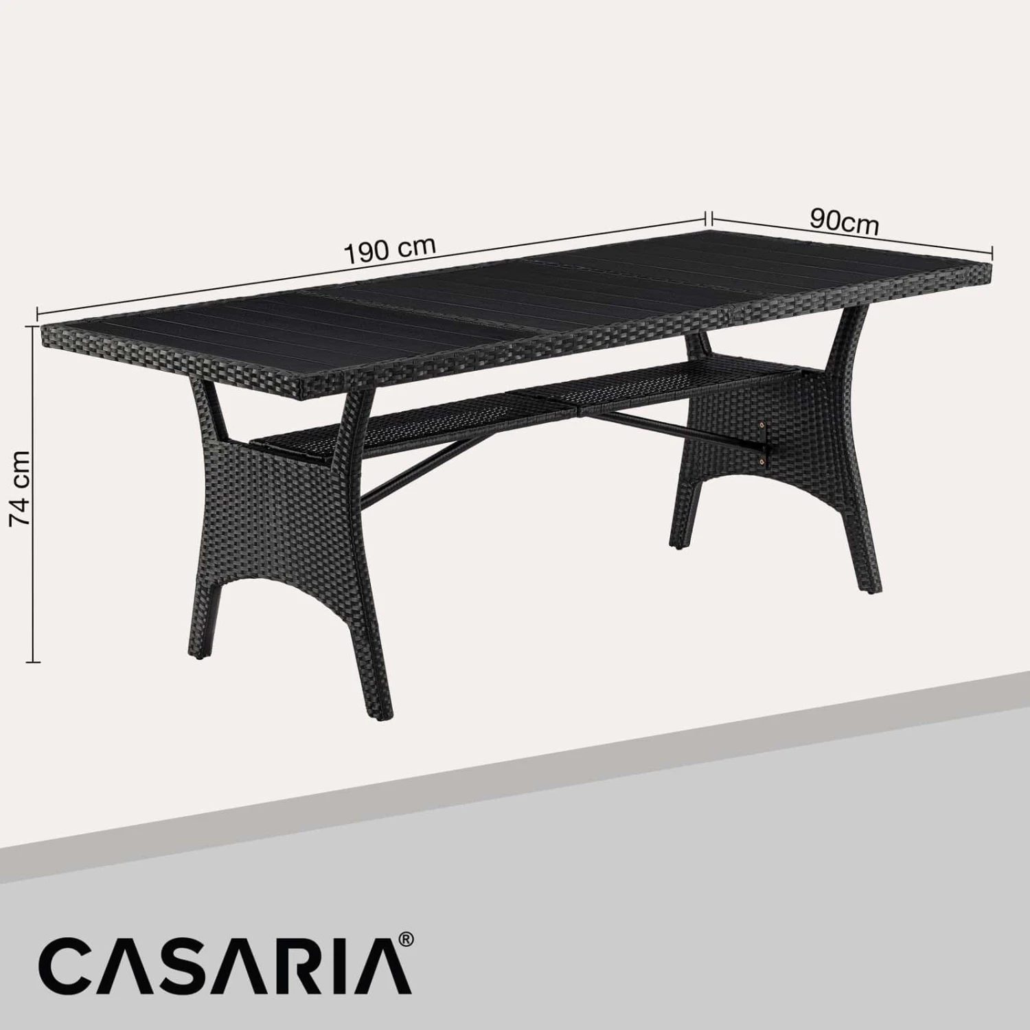 Polyrattan Gartentisch Takeo Schwarz 190x90x75cm WPC 6 Polyrattan Gartentisch Takeo Schwarz 190x90x75cm WPC – Bild 6