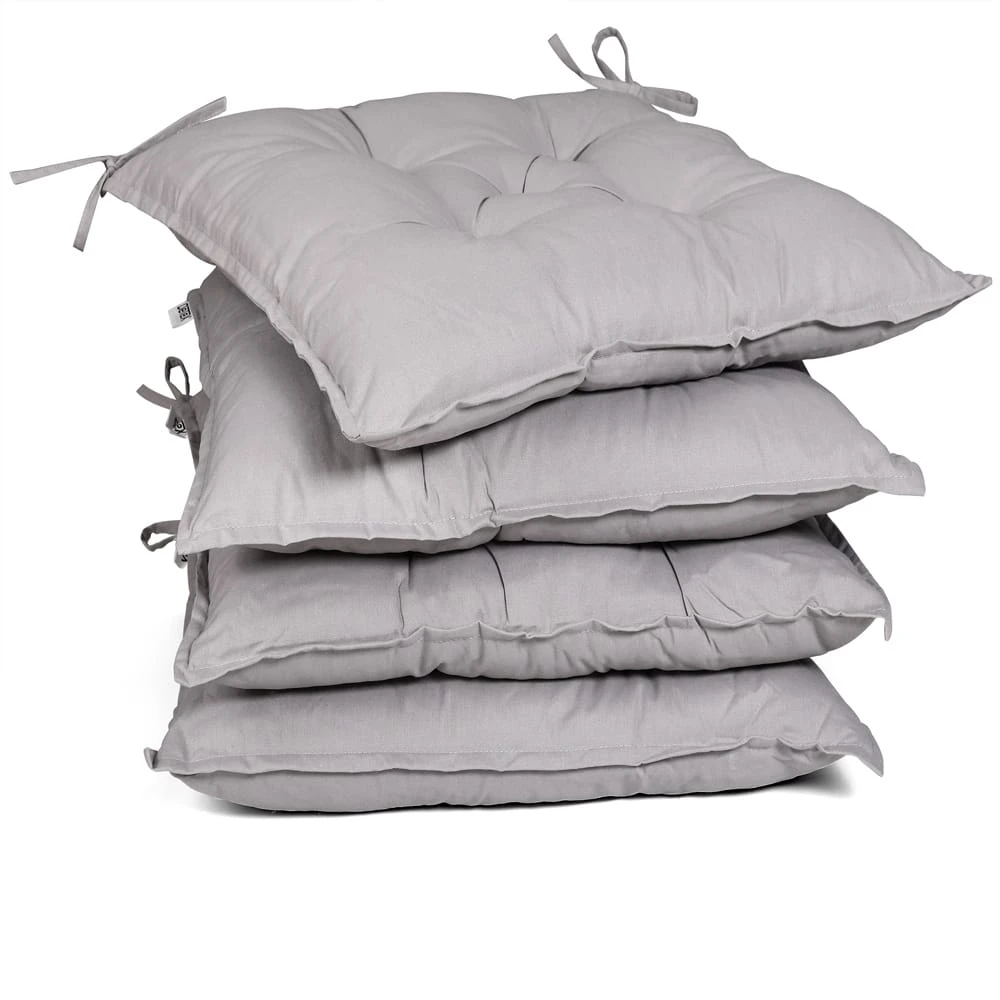 Sitzkissen 4er-Set Hellgrau 40x40x8cm 1 Sitzkissen 4er-Set Hellgrau 40x40x8cm