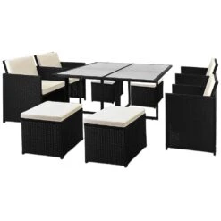Polyrattan Garten-Sitzgruppe 9-tlg. Schwarz/Creme -GartenMeister Verkäufe 25d87063e785167796456ffcade319c4 a de 101563g20