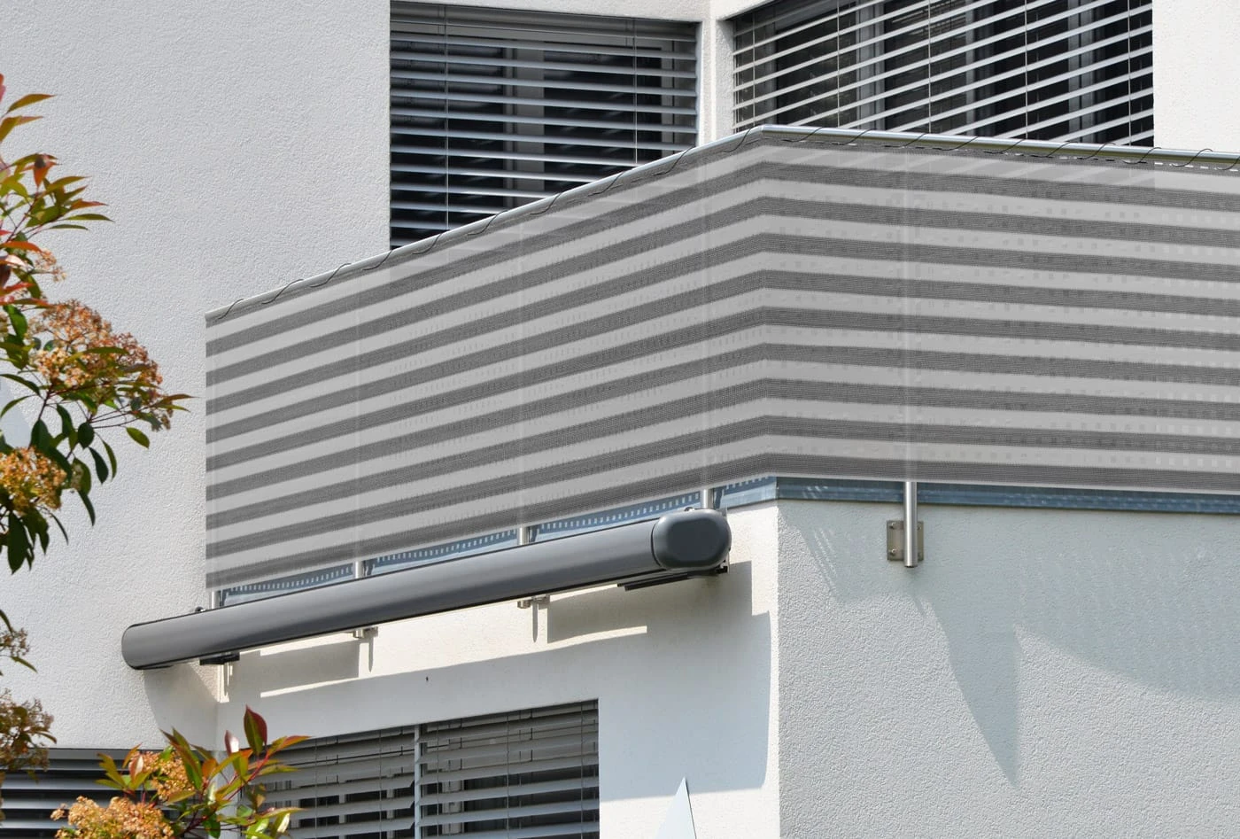 Balkonsichtschutz Grau/Weiß 1,2x10m 2 Balkonsichtschutz Grau/Weiß 1,2x10m – Bild 2