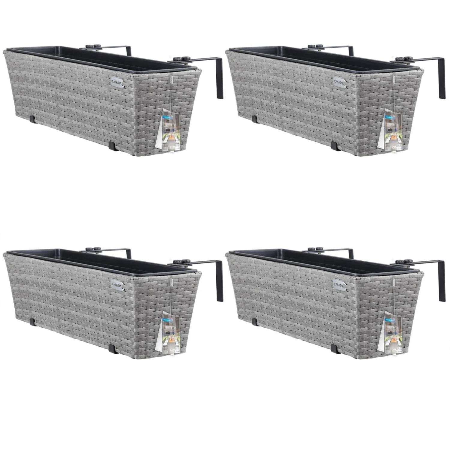 Polyrattan Blumenkasten 4er-Set Grau 1 Polyrattan Blumenkasten 4er-Set Grau