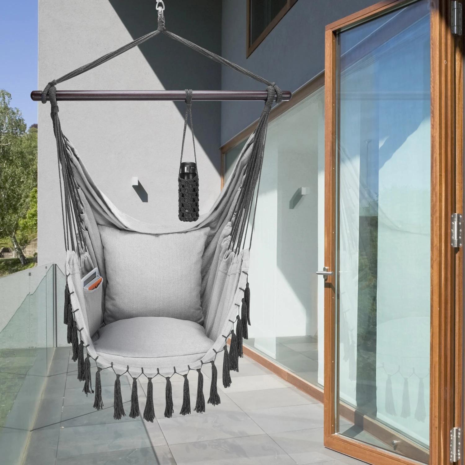 Hängesessel Hellgrau 170x100x150cm 9 Hängesessel Hellgrau 170x100x150cm – Bild 9