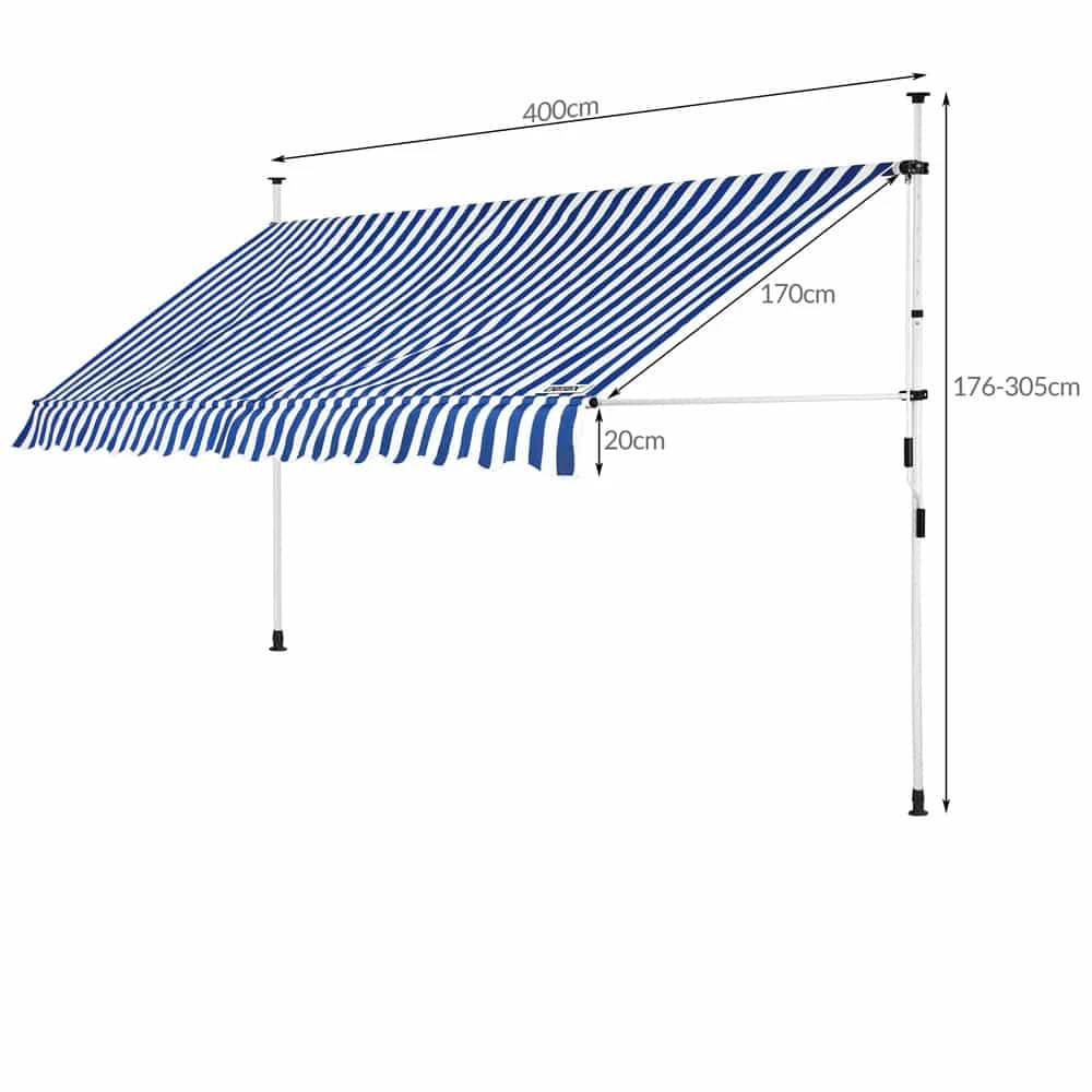 Klemmmarkise Blau/Weiß 400cm 8 Klemmmarkise Blau/Weiß 400cm – Bild 8
