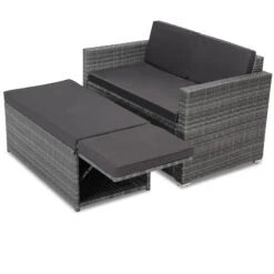 Polyrattan Zweisitzer-Sofa Grau Mit Ottomane -GartenMeister Verkäufe 2ff1df76b291578a1598ef38023d7b5b de 994203d 3 1