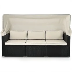 Polyrattan-Bank Schwarz/Creme 210x70x70cm + Sonnendach -GartenMeister Verkäufe 316b11a3c56744af51b1e8fb4d5af601 de 991028d 1 1