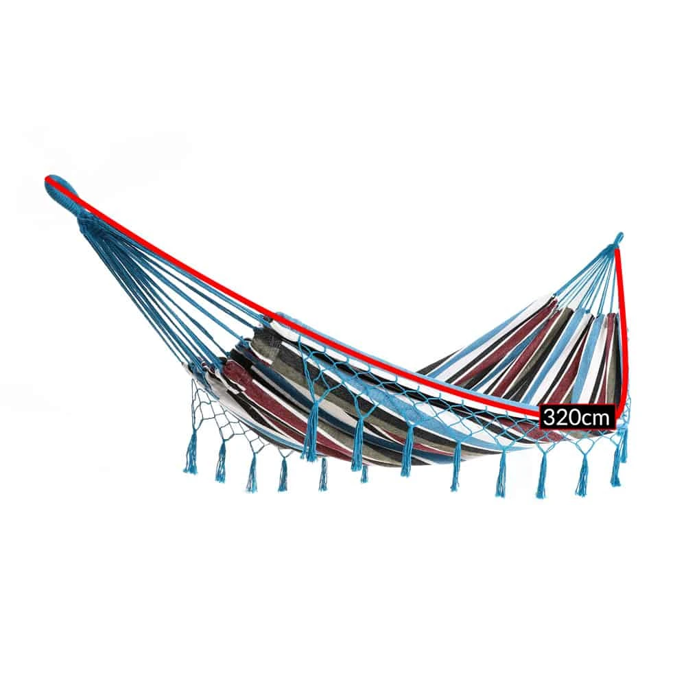 Hängematte Blau 210x150cm Mit Fransen 4 Hängematte Blau 210x150cm Mit Fransen – Bild 4