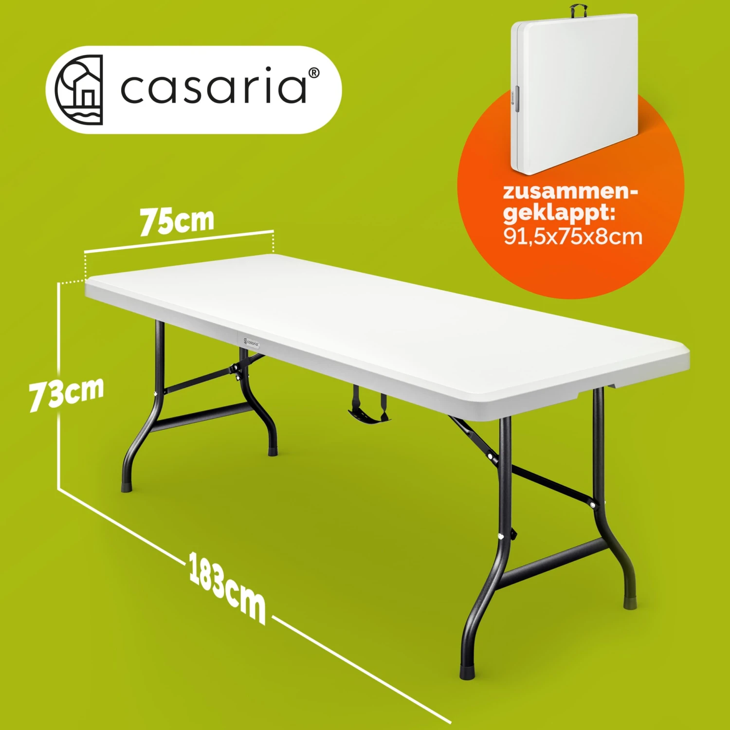 Buffettisch Weiß Kunststoff 183x76cm Klappbar 2 Buffettisch Weiß Kunststoff 183x76cm Klappbar – Bild 2