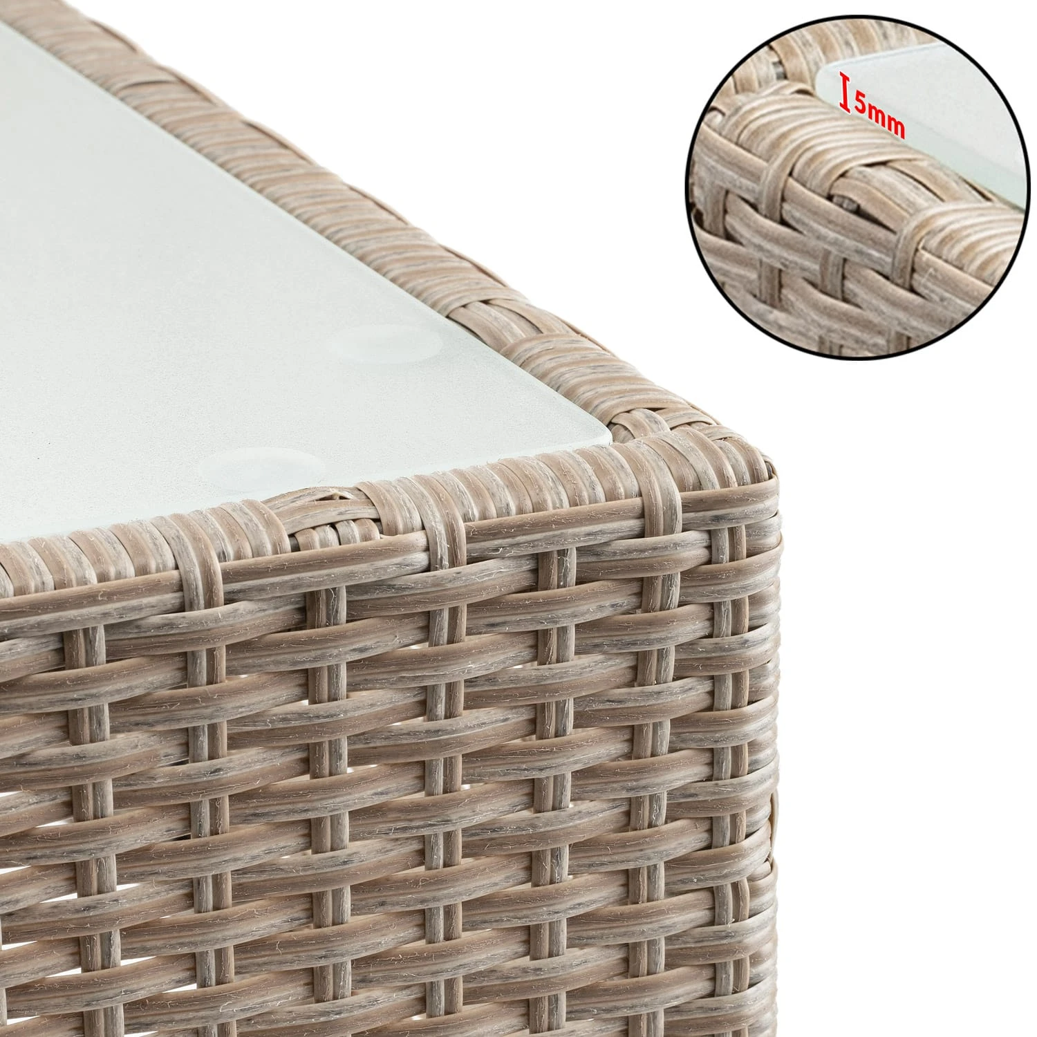 Polyrattan Beistelltisch Grau-Beige 58x58x42cm 6 Polyrattan Beistelltisch Grau-Beige 58x58x42cm – Bild 6