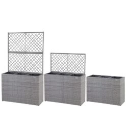 Polyrattan Blumenkasten Mit Rankgitter Grau -GartenMeister Verkäufe 3e52d76ebaa7ac00276cc5ae42a1bc76 de 108645d 1