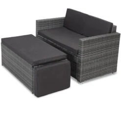Polyrattan Zweisitzer-Sofa Grau Mit Ottomane -GartenMeister Verkäufe 3f5336363b0a1de22184bb7ad5ec64a0 de 994203d 7 1