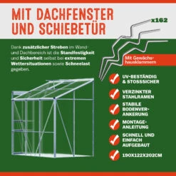 Alu Beistellgewächshaus 190x122x202cm Mit Fundament -GartenMeister Verkäufe 414c117d769549564918087c4fc85c31 03 991464 on dts amz high de 1