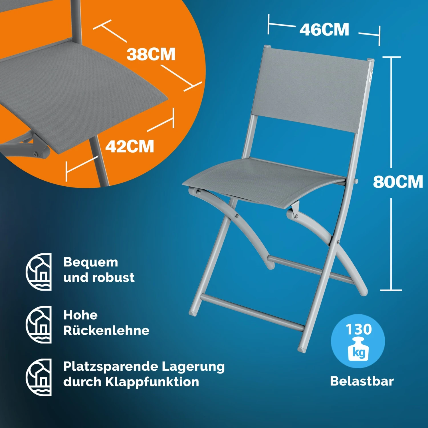 Gartenstuhl 4er-Set Grau 6 Gartenstuhl 4er-Set Grau – Bild 6
