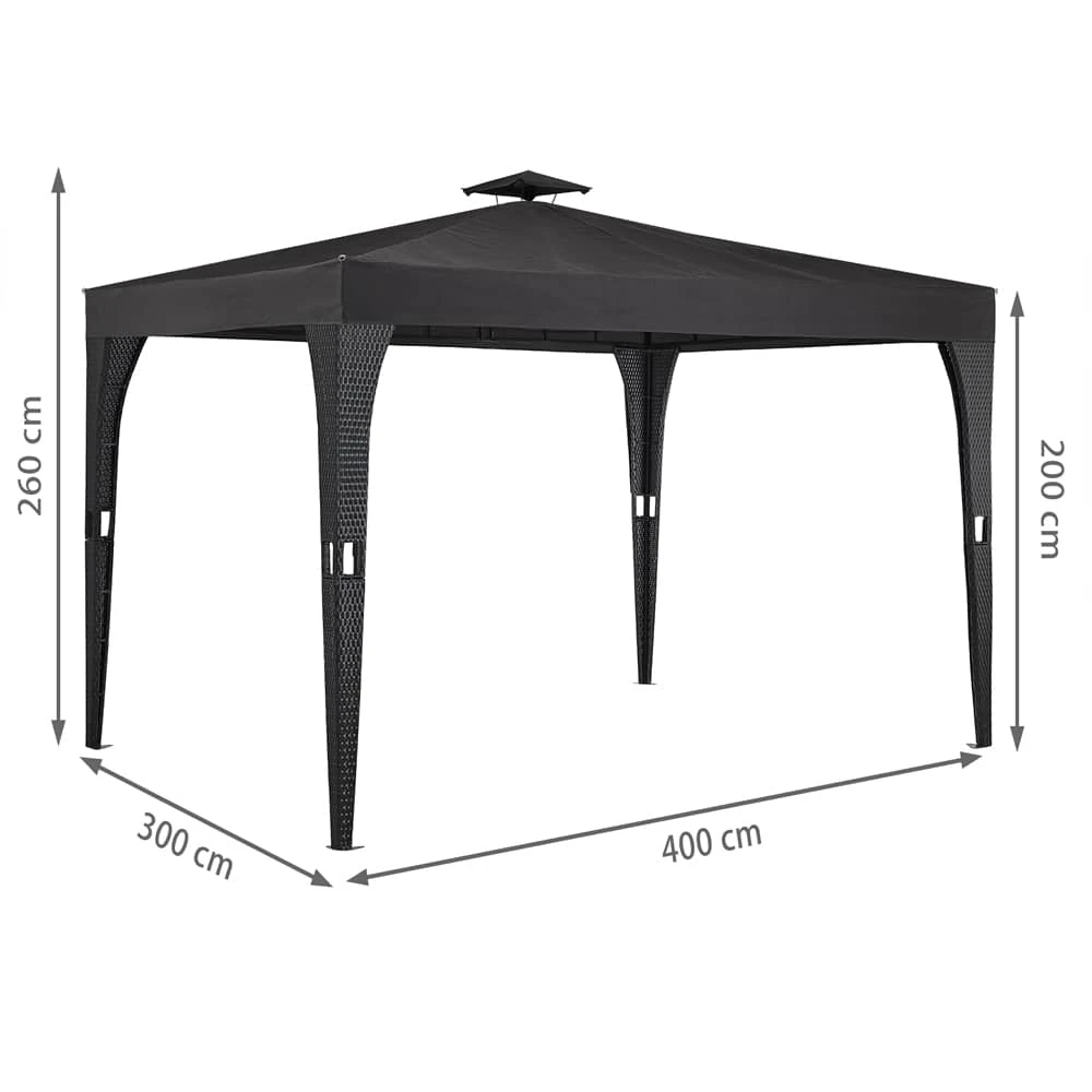 Polyrattan Pavillon Anthrazit 3x4m 8 Polyrattan Pavillon Anthrazit 3x4m – Bild 8
