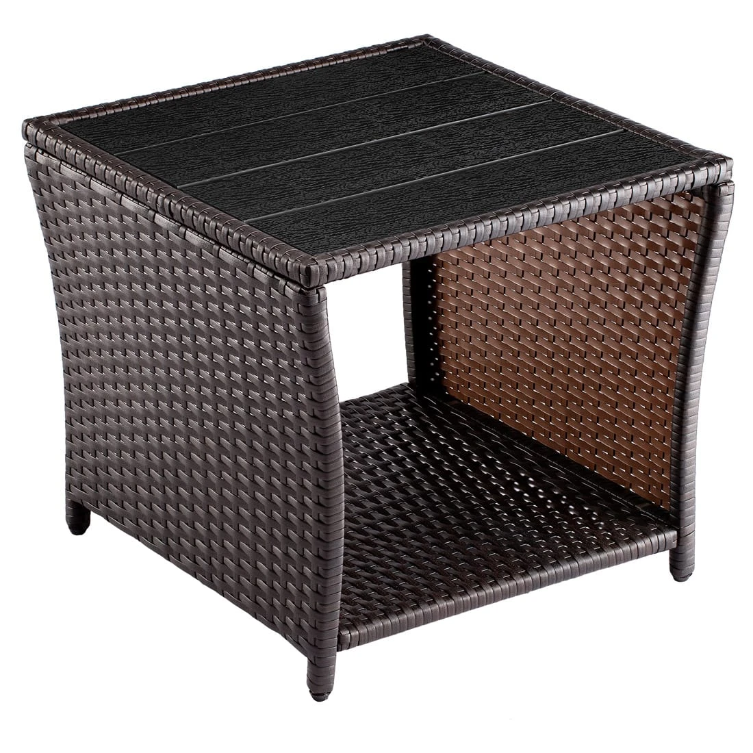 Polyrattan Beistelltisch Vedis Braun 45x45x40cm 1 Polyrattan Beistelltisch Vedis Braun 45x45x40cm