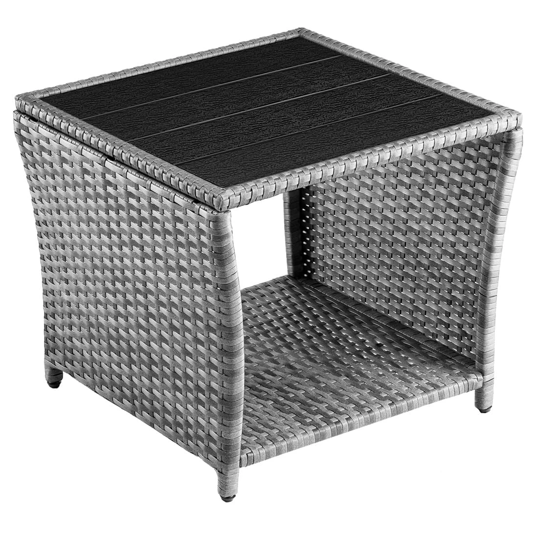 Polyrattan Beistelltisch Vedis Grau 45x45x40cm 1 Polyrattan Beistelltisch Vedis Grau 45x45x40cm
