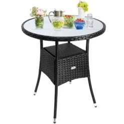 Polyrattan-Tisch Schwarz Rund Ø60cm -GartenMeister Verkäufe 47084f0bf67ac3d4d82d91f54f6404c5 de 105691g 1