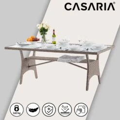 Polyrattan Gartentisch Takeo Creme 190x90x74cm Glas -GartenMeister Verkäufe 5366bc93e87a8a6d0bd652e9e468a5d0 de 995694d 03 1