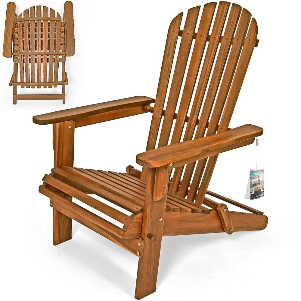 Liegestuhl Adirondack 2er-Set Akazienholz + Fußstützen 2 Liegestuhl Adirondack 2er-Set Akazienholz + Fußstützen – Bild 2