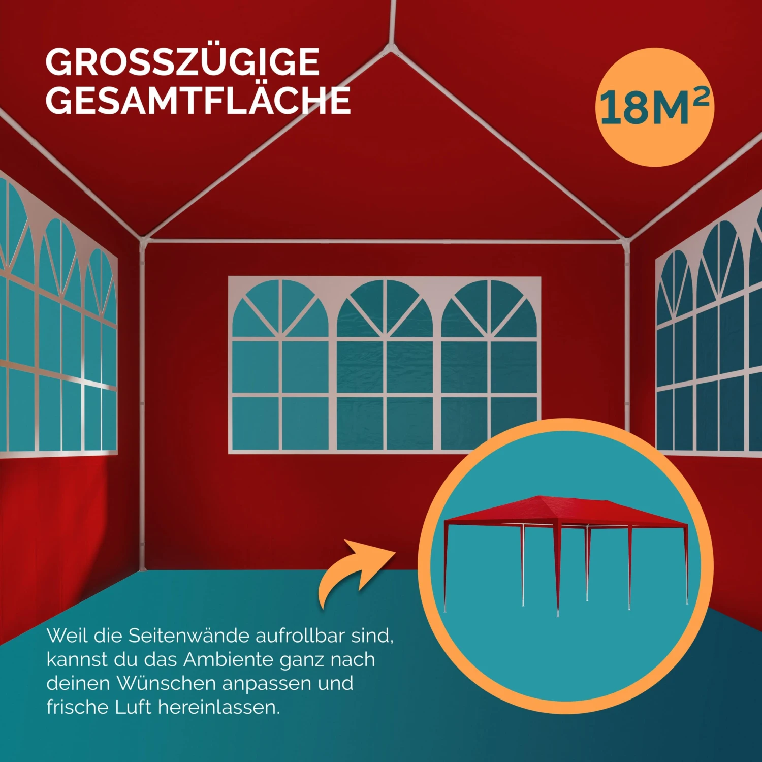 Festzelt Rimini Rot 3x6m UV-Schutz 50+ 6 Festzelt Rimini Rot 3x6m UV-Schutz 50+ – Bild 6