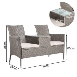Polyrattan Kino Bank Creme 143x55x88cm -GartenMeister Verkäufe 57b0305ab2d39924c7555b12b892f2ee de 108001d 4