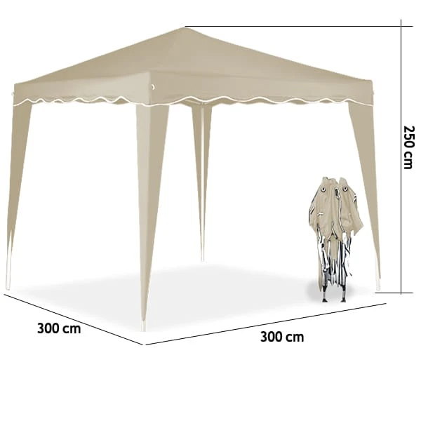 Faltpavillon Capri Beige 3x3m Inkl. 4 Seitenwände 3 Faltpavillon Capri Beige 3x3m Inkl. 4 Seitenwände – Bild 3