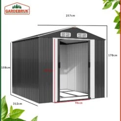 Geräteschuppen Anthrazit Metall 312x257x177,5cm -GartenMeister Verkäufe 624636731bea984d50731782851c14e0 de 990745d 29 1