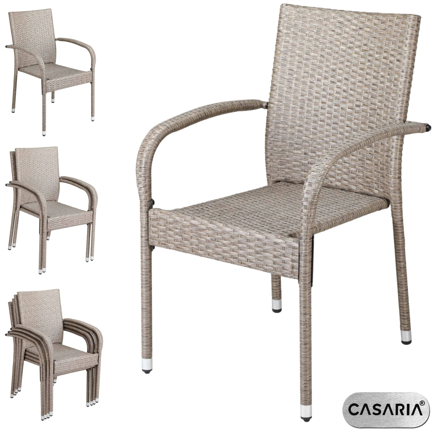 Polyrattan Stapelstuhl Comfort 4er-Set Creme 1 Polyrattan Stapelstuhl Comfort 4er-Set Creme