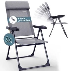 Gartenstuhl 2er-Set Grau Alu Klappbar