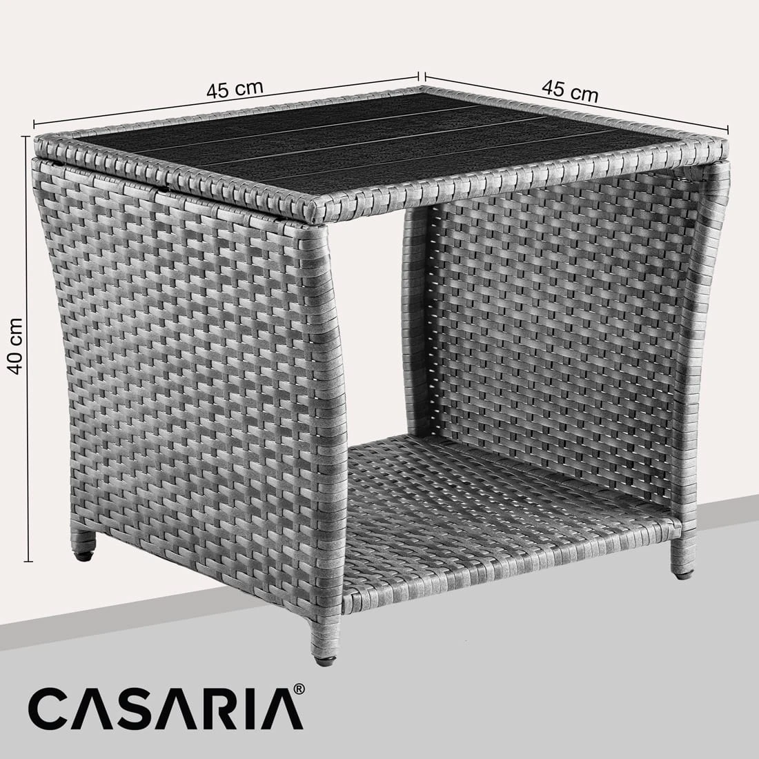 Polyrattan Beistelltisch Vedis Grau 45x45x40cm 7 Polyrattan Beistelltisch Vedis Grau 45x45x40cm – Bild 7