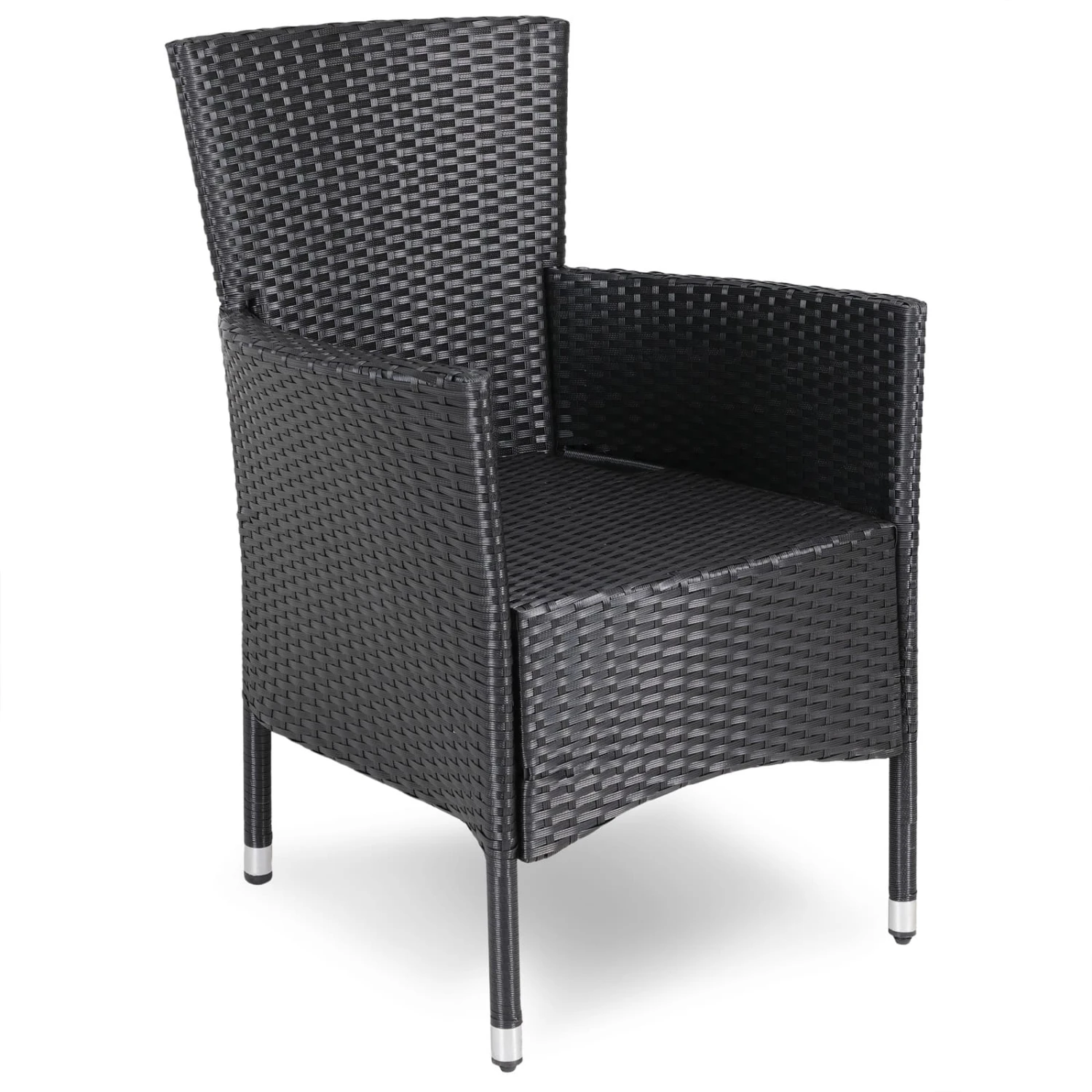 Polyrattan Gartenstuhl 6er-Set Schwarz Stapelbar 8 Polyrattan Gartenstuhl 6er-Set Schwarz Stapelbar – Bild 8