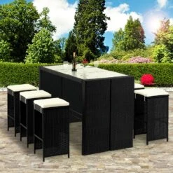 Polyrattan Bar-Set Rio 7-tlg. Schwarz Inkl. Sitzauflagen -GartenMeister Verkäufe 6ab8c34e16069f52a32b833f768335fe de 991074g