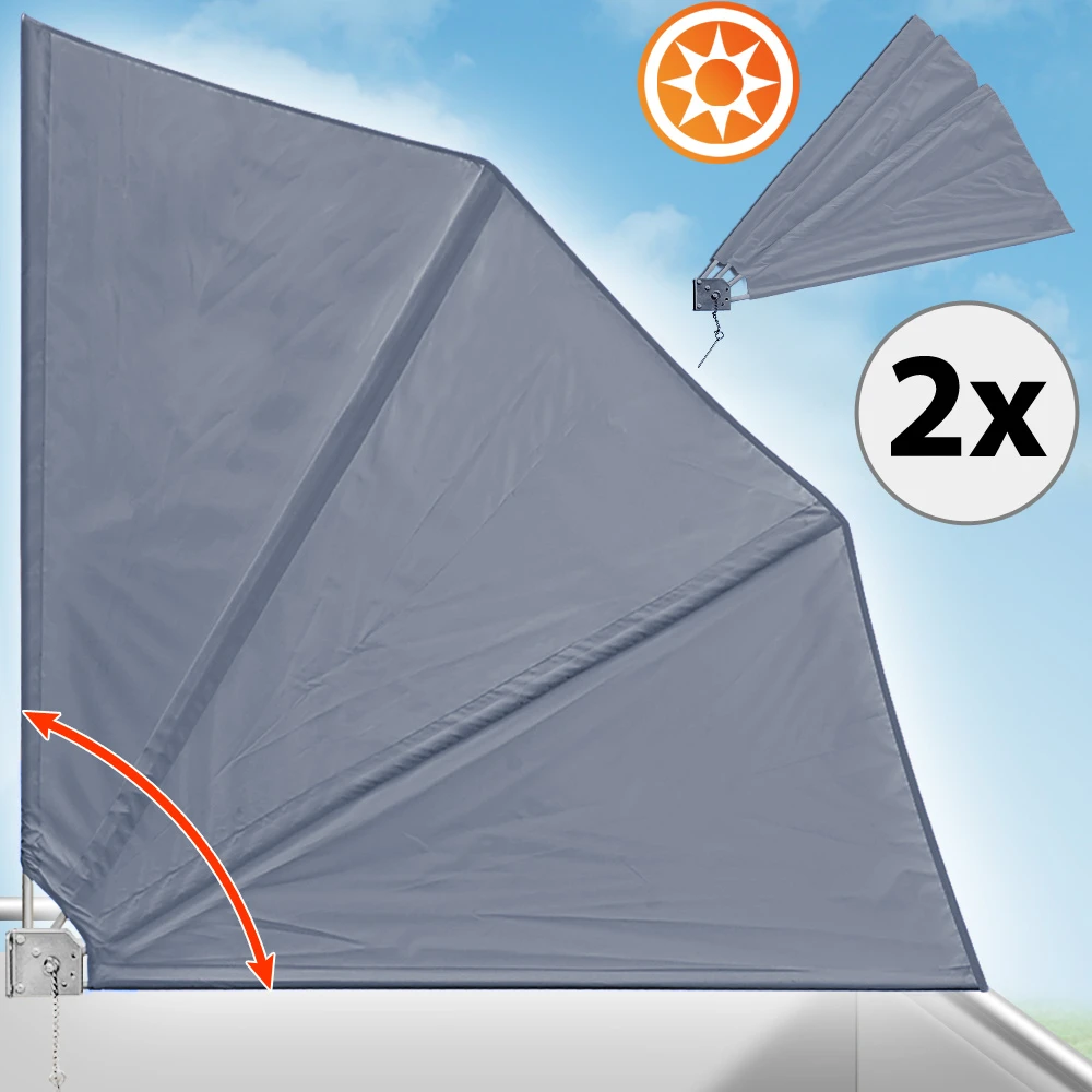 Balkonfächer 2er-Set Anthrazit 140x140cm Klappbar 3 Balkonfächer 2er-Set Anthrazit 140x140cm Klappbar – Bild 3