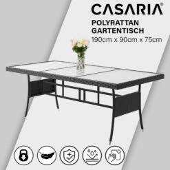 Polyrattan Gartentisch Schwarz 190x90x75cm -GartenMeister Verkäufe 6d4358347d1cfe3b4307110940f29383 de 995194d 2 1