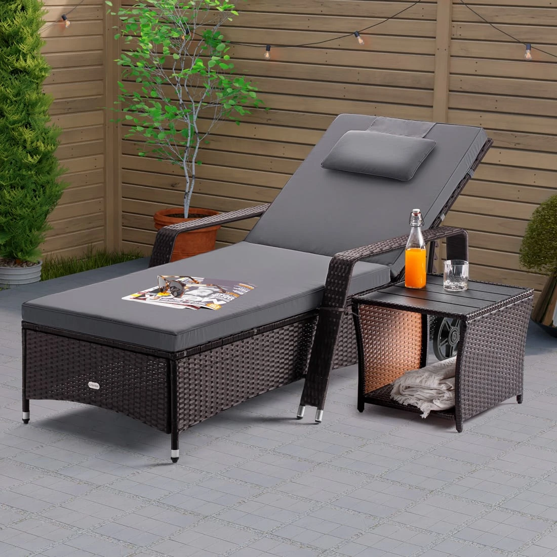 Polyrattan Beistelltisch Vedis Braun 45x45x40cm 8 Polyrattan Beistelltisch Vedis Braun 45x45x40cm – Bild 8