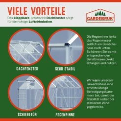 Alu Gewächshaus 250x190x195cm 2 Dachfenster -GartenMeister Verkäufe 6f593aeda701f7412dce9d0a84df03fc 05 991467 on dts web low de 1
