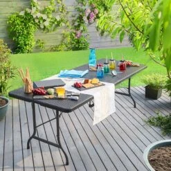 Gartentisch Schwarz Rattan-Look 180x75x73cm Klappbar -GartenMeister Verkäufe 73750ffad11c61bbecaad53b4956fd1f de 107144d 13 1
