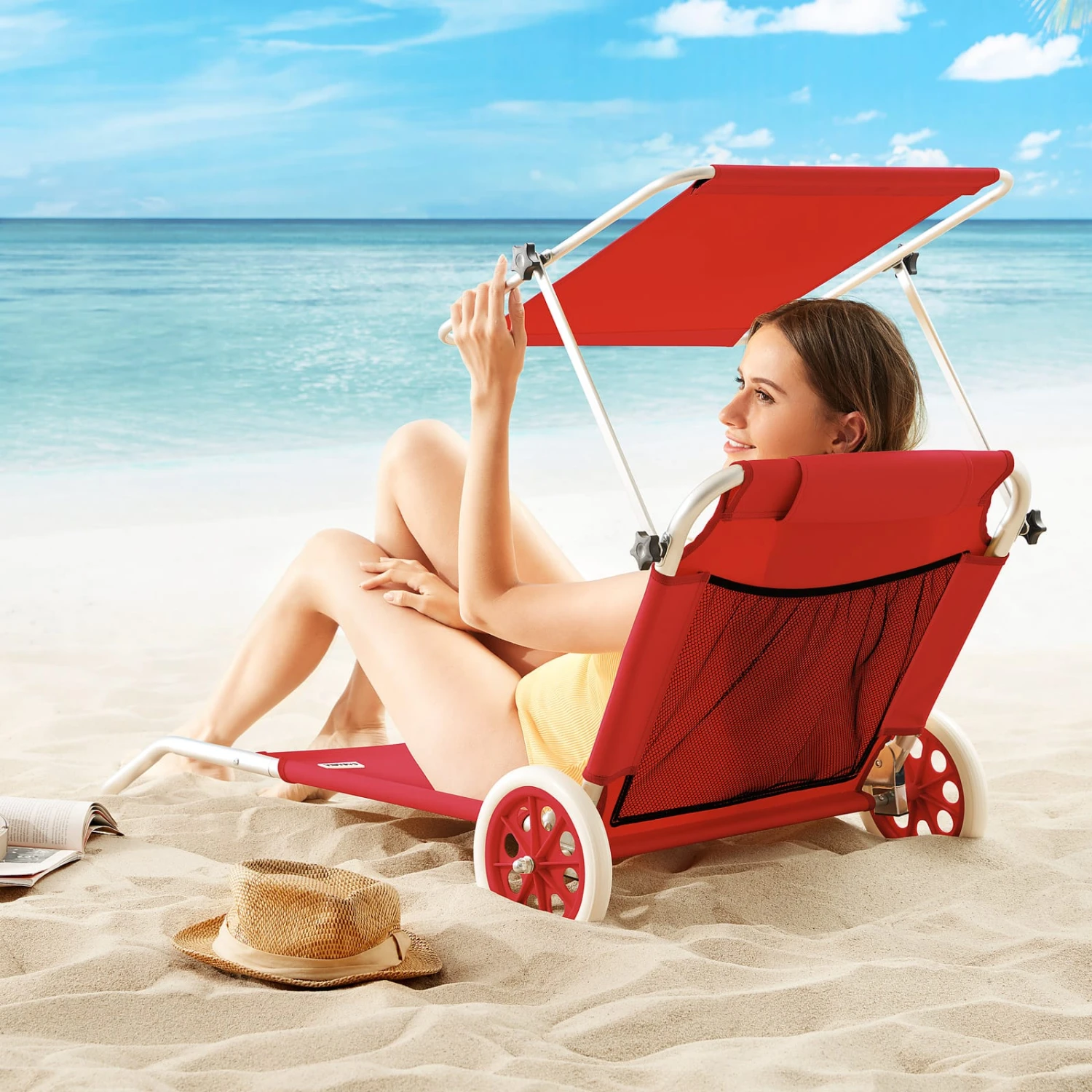 Sonnenliege Kreta Rot Alu Mit Rollen 2 Sonnenliege Kreta Rot Alu Mit Rollen – Bild 2