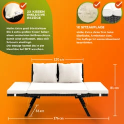 Polyrattan Gartenbank Schwarz/Creme 176x56x81cm -GartenMeister Verkäufe 7ba52b3238397576a473b1a7edeb3c86 06 109599 on fs dts amz high de 1